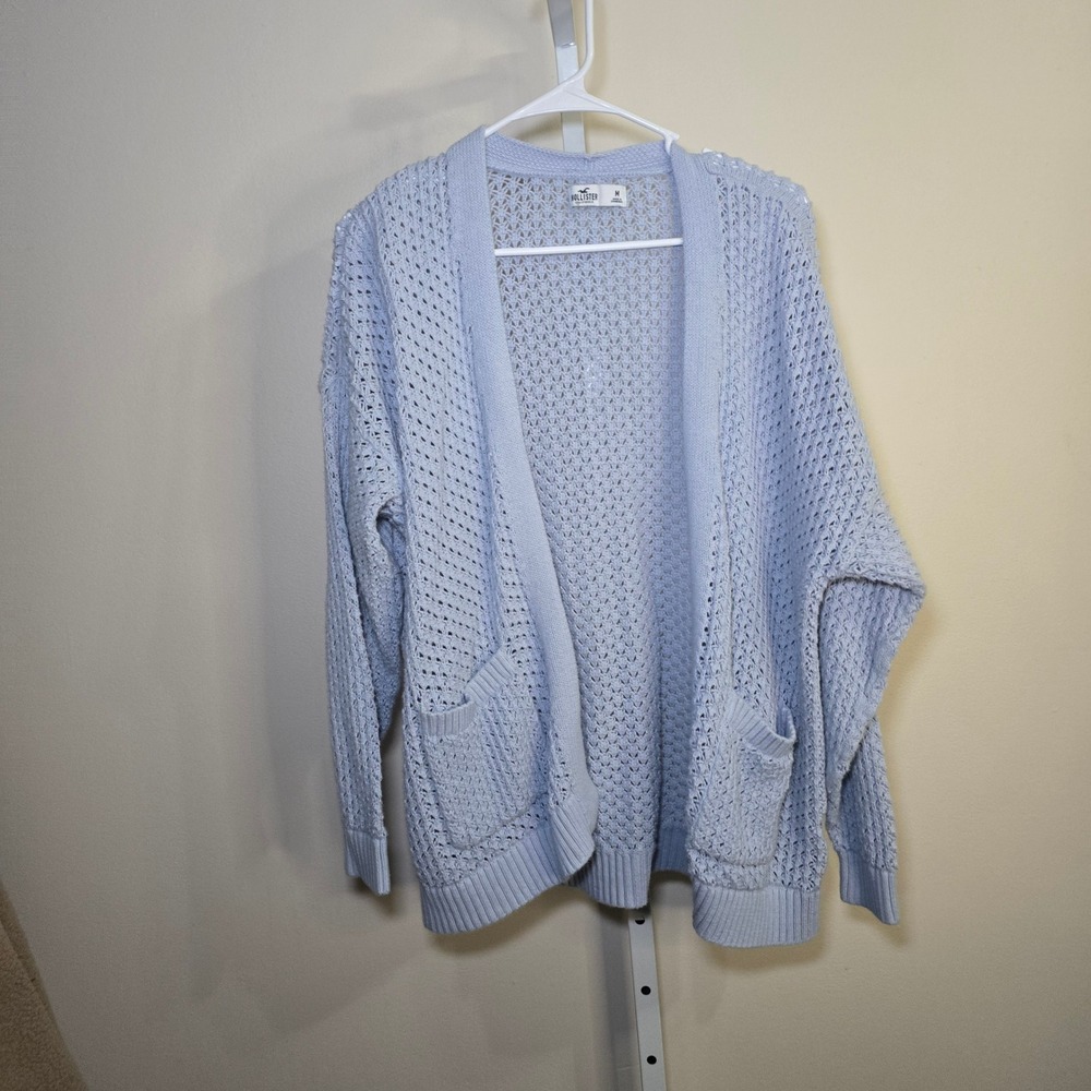 Hollister Womens Light Blue Knit Open Front‎ Cardigan Sweater Size M